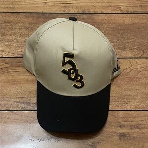 Beige and Black Cap with Embroidered Logo